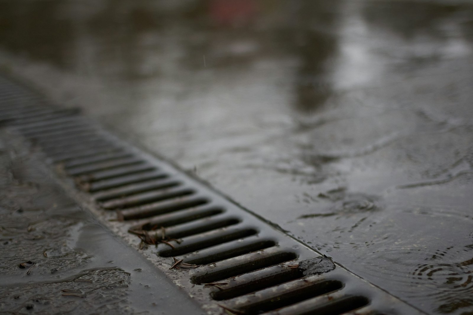Drainage channel grate on a building floor