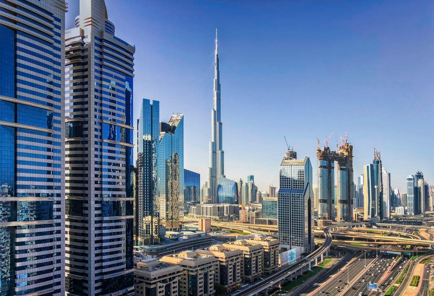 Dubai skyline with residential and commercial buildings